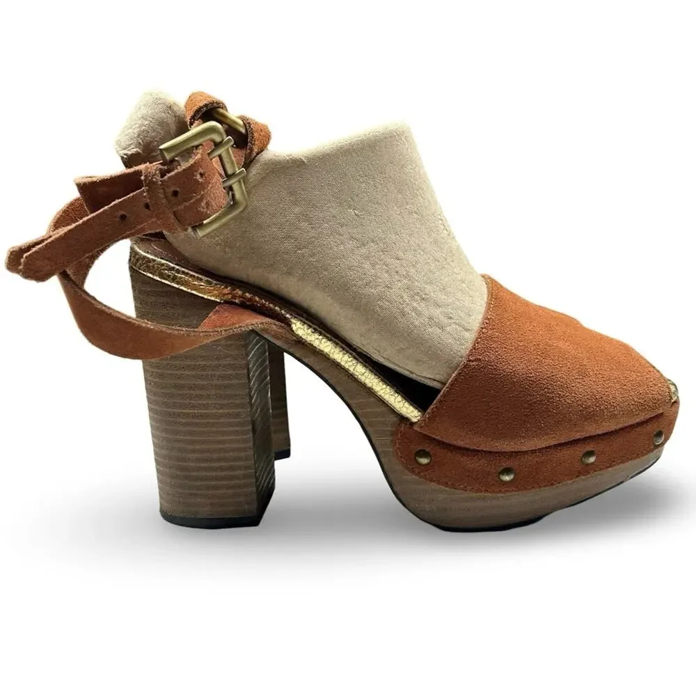 Free People Justine Platform Sandals Size 40 EU | 10‎ US Suede Boho Hippie Chic